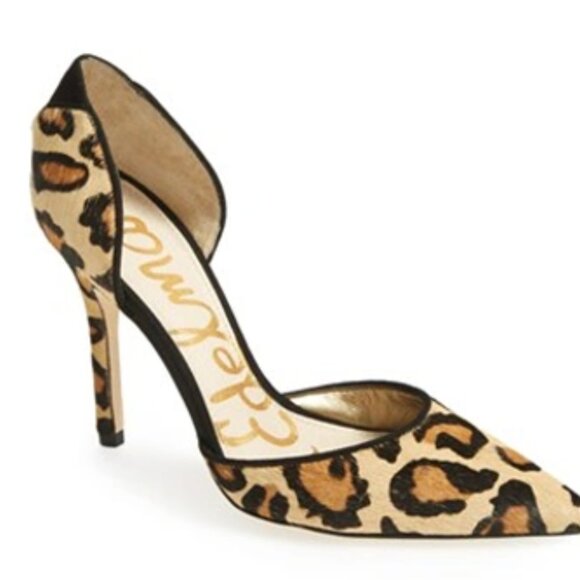 SAM EDELMAN 'onyx' Half D'orsay Pointy Toe Pump (women) In New Nude Leopard Sz 9 - Picture 1 of 7